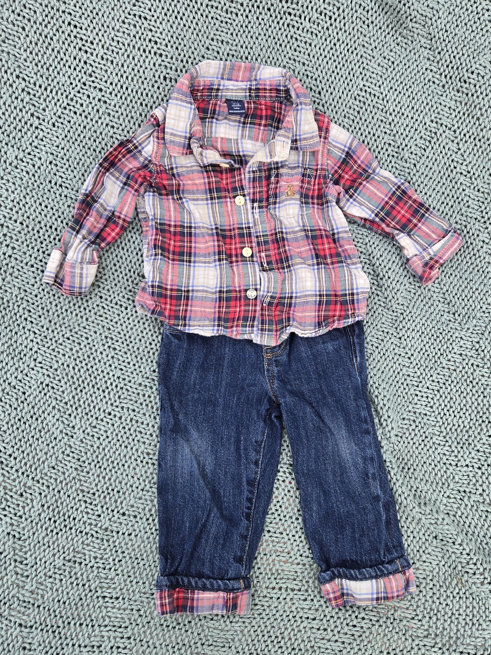 GAP Plaid Button-Down Shirt and Jeans